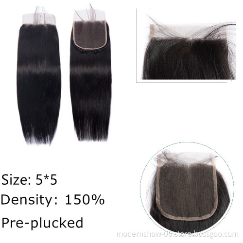 Top Quality Cheap price silky straight lace closure human hair closure weave size 4x4 Straight Lace closure hair